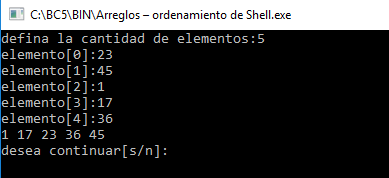 Arreglos - ordenamiento de Shell