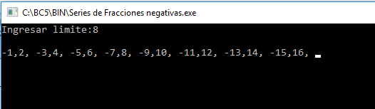c++: Series de Fracciones negativas