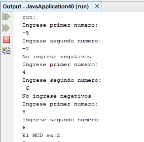 Programación en Java: MCD de números positivos