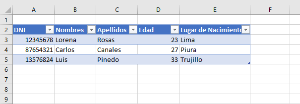 Seleccionar celdas en excel