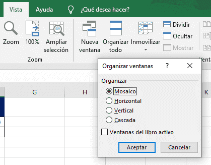 Visualización de ventanas Excel
