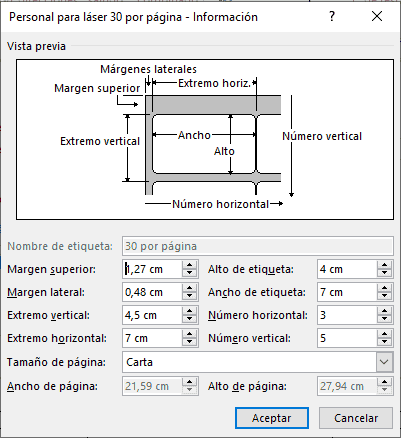 Diseño de etiquetas en Word