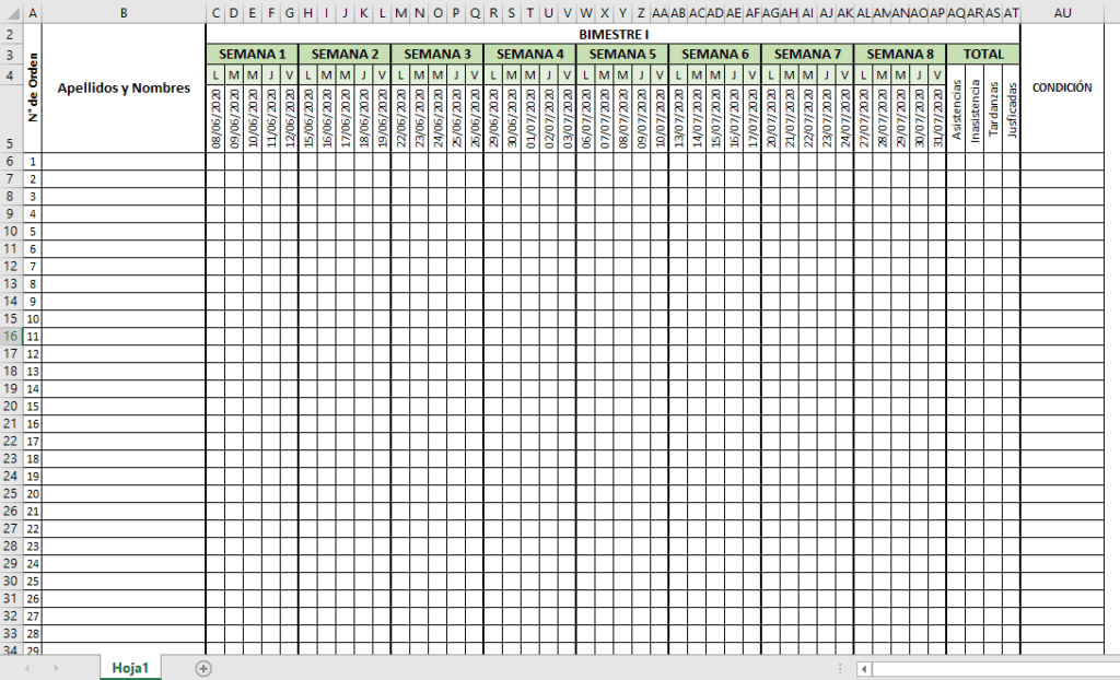 Lista De Asistencia En Excel Tecpro Digital