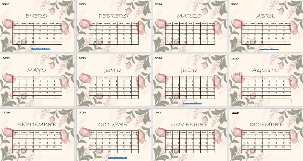 Plantillas de calendario mensual en Word