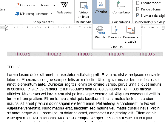 Cómo crear un hipervínculo y marcadores en Word