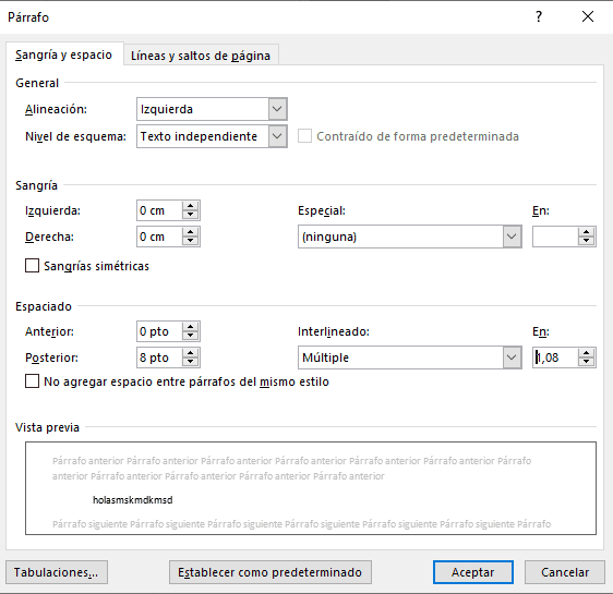 Cómo poner interlineado en Word