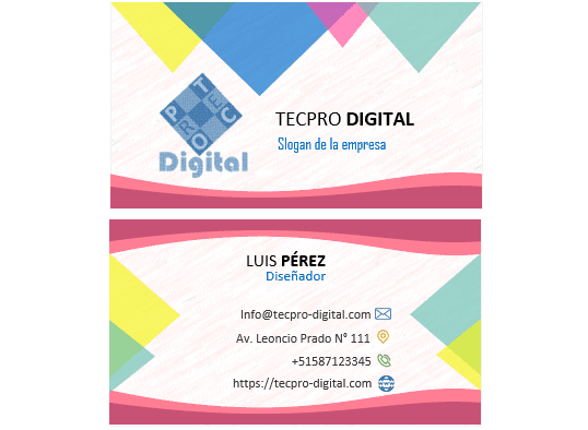 Descargar y editar tarjetas de presentación gratis - Tecpro Digital