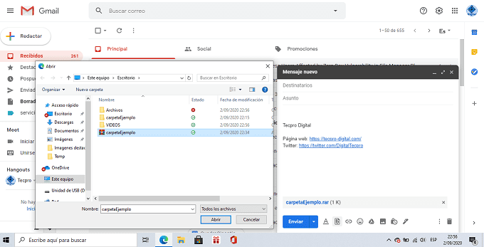 Cómo enviar una carpeta por Gmail