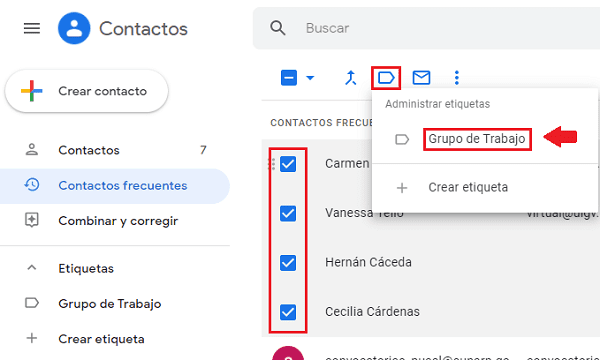 Crear grupo de contactos de Gmail para usar en Meet y Classroom