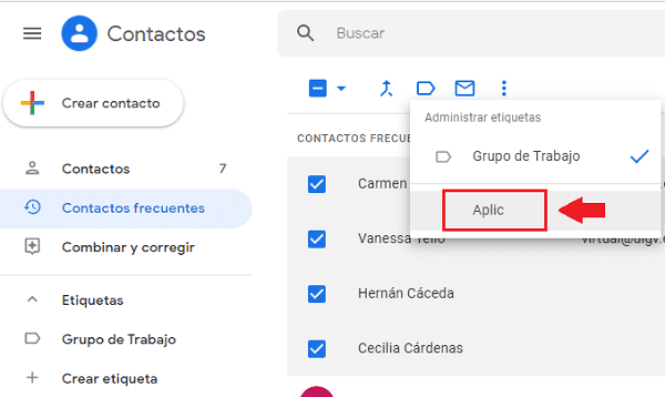 Crear grupo de contactos de Gmail para usar en Meet y Classroom