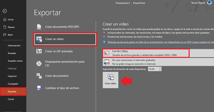Crear video en PowerPoint