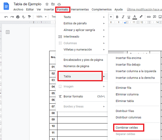 Cómo hacer una tabla en Google Docs