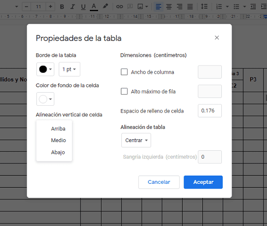 Cómo hacer una tabla en Google Docs