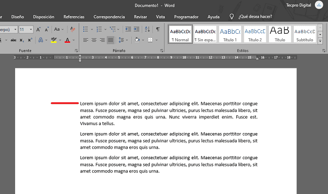 Cómo poner sangría en Word