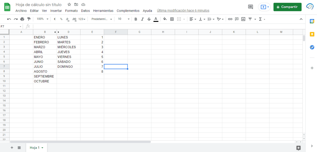 Cómo autocompletar en Google Sheets