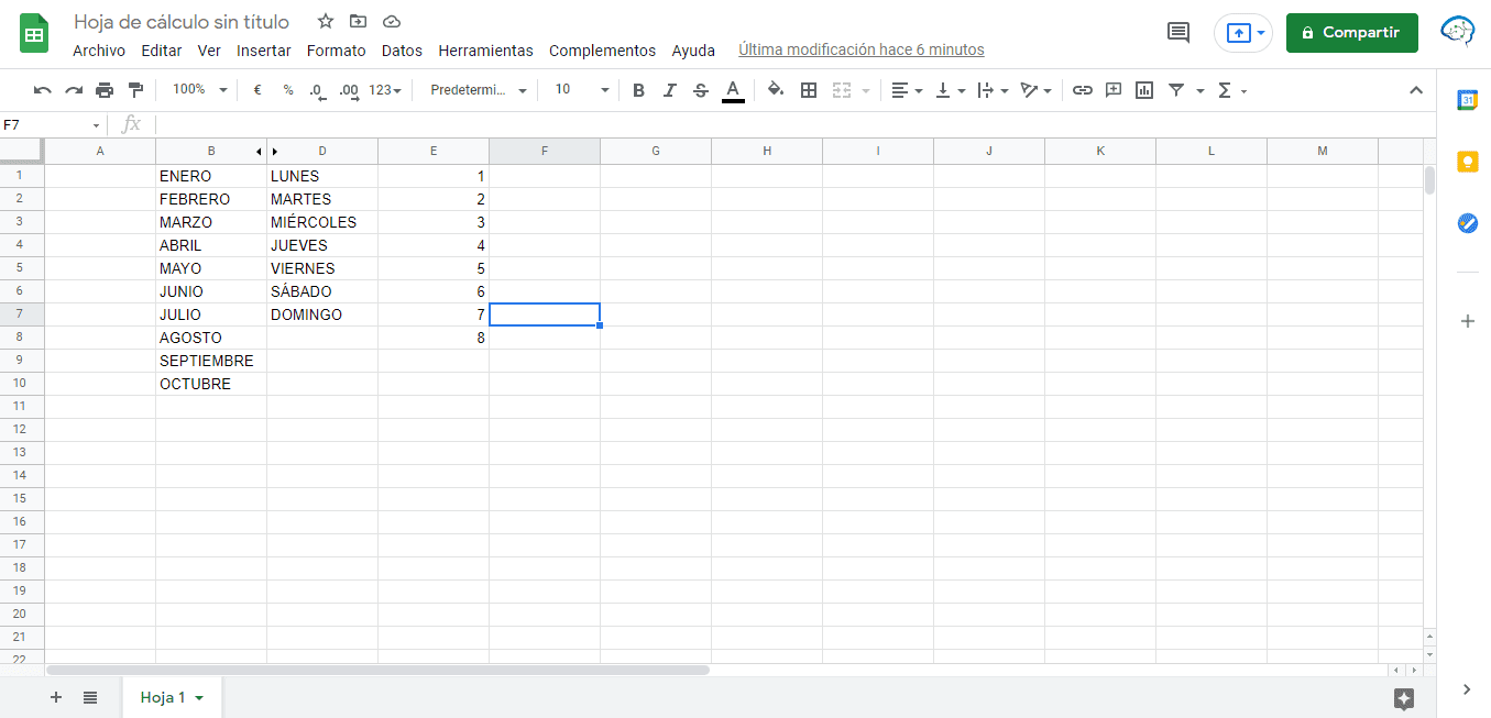 Cómo autocompletar en Google Sheets
