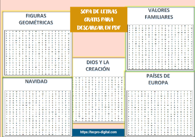 Plantillas de sopa de letras para imprimir gratis