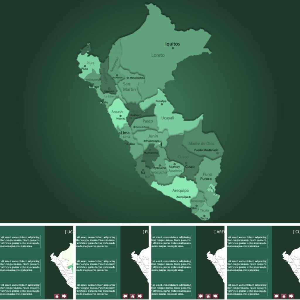 Mapa interactivo del Perú con sus departamentos en PowerPoint