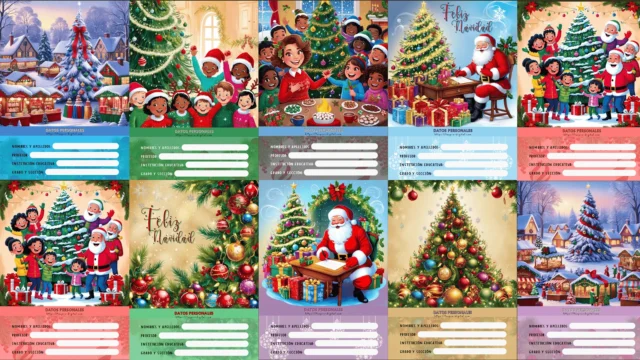 Portadas de Navidad para cuadernos gratis - Carátulas navideñas