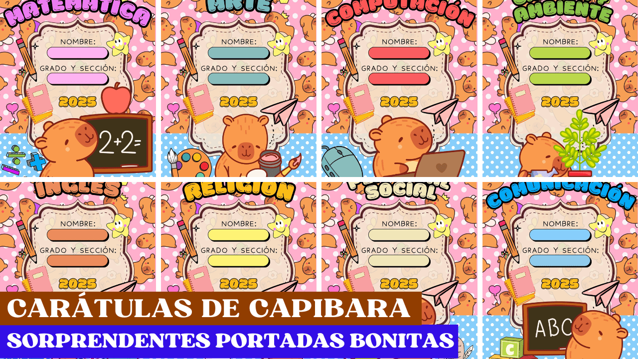 Carátulas de Capibara para portadas de cuadernos