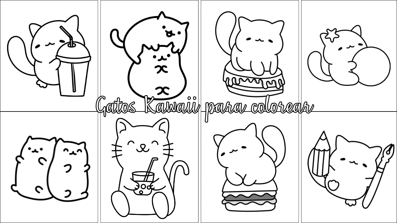 Gatos Kawaii para colorear e imprimir