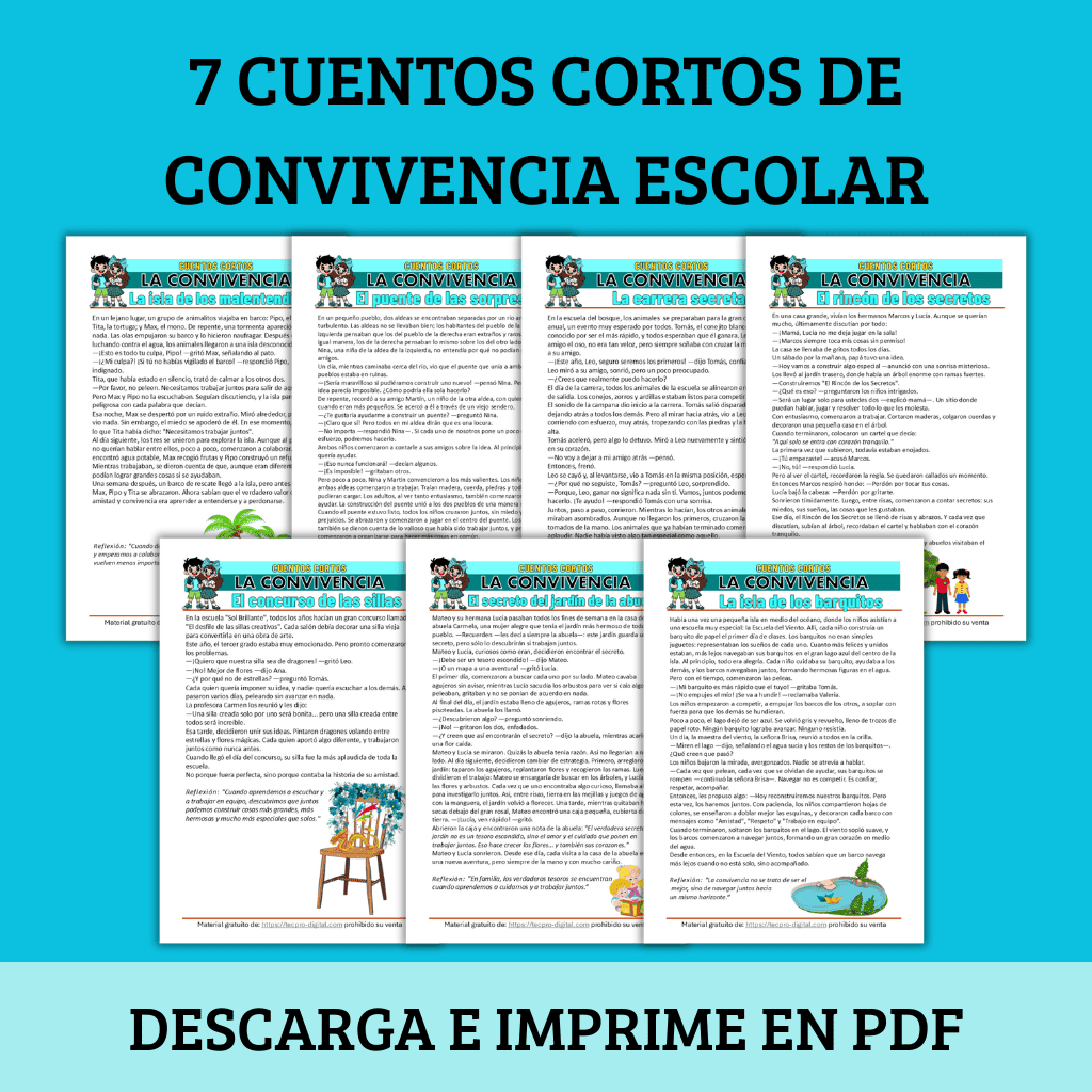 Cuentos cortos sobre la Convivencia escolar para imprimir