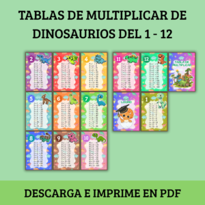 Tablas de multiplicar dinosaurios para aprender jugando