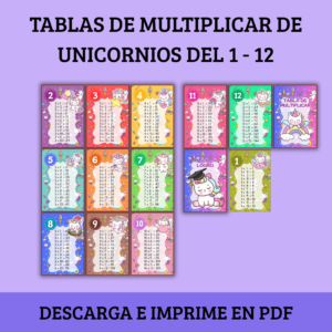 Aprende con la tabla de multiplicar de unicornio
