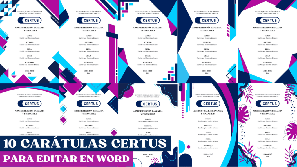 Carátulas CERTUS para editar en Word 2026