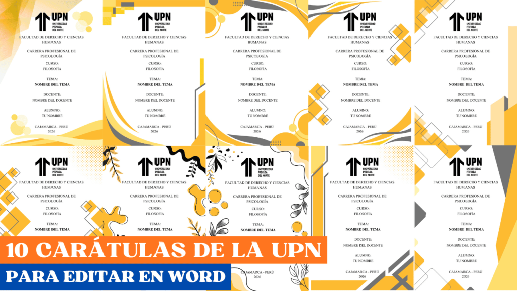 Carátulas UPN para editar en Word Universidad Privada del Norte