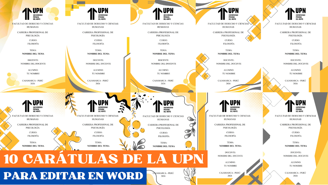 Carátulas UPN para editar en Word Universidad Privada del Norte
