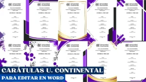 Carátula de la Universidad Continental Editables en Word