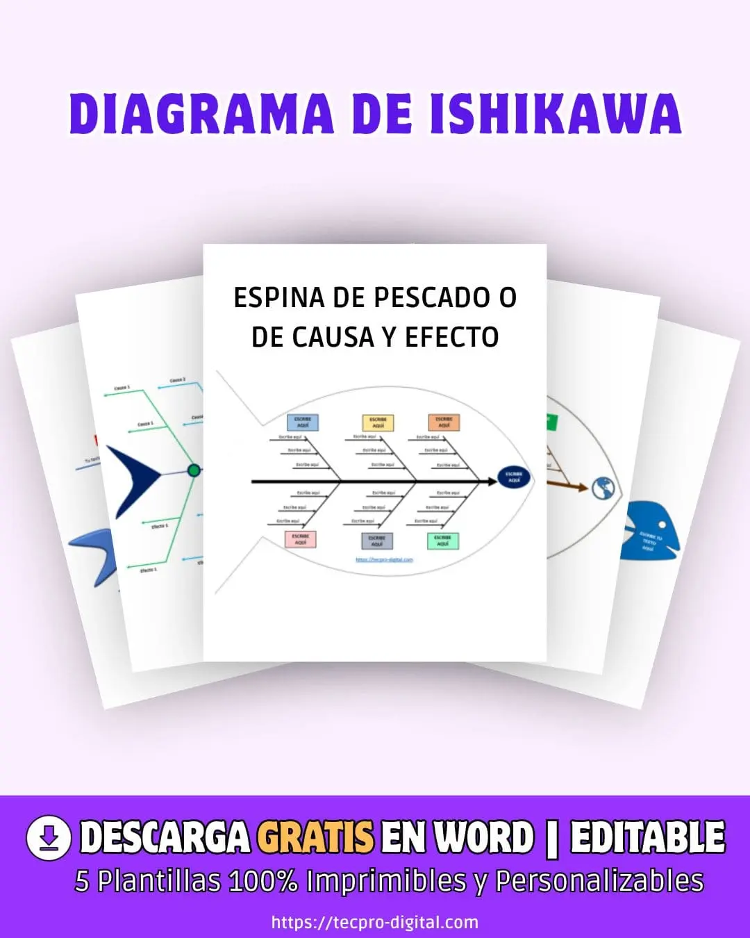 plantillas de diagrama de ishikawa - espina de pescado o diagrama de causa y efecto