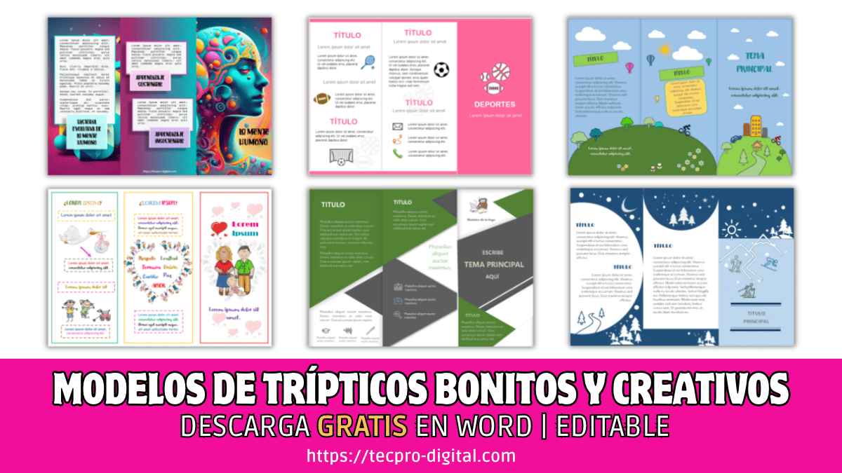 Modelos de tripticos bonitos y creativos para editar en word gratis